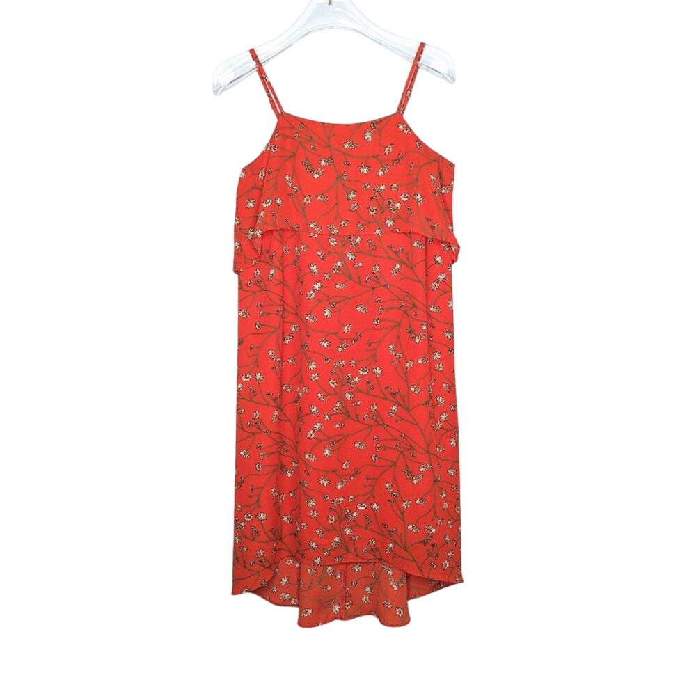 Tabitha Webb Orange Floral Tiered Sleeveless Mini Dress Square Neck Size 0 NWT